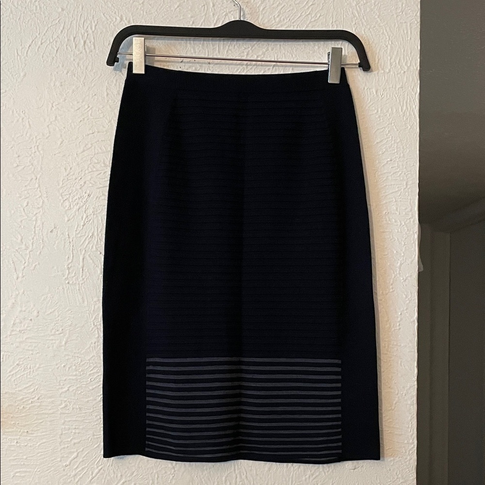Lafayette 148 New York Navy Pencil Skirt Size P Small